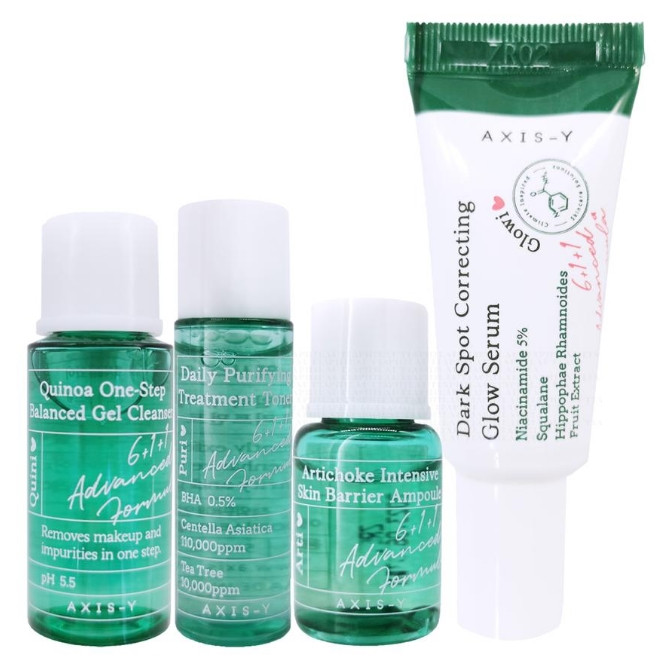 Набір мініатюр заспокійливий подразнену шкіру AXIS-Y The Mini Glow Set 8 мл; 5 мл; 5 мл; 5 мл
