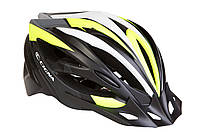 Шлем велосипедный с козырьком CIGNA WT-068 (черно-бело-салатный)