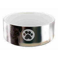 Миска для собак Trixie керамическая 0.3 л, 12 см, серебро/белый
