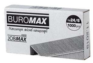 Скоби канцелярські 24/6 Buromax 1000 штук