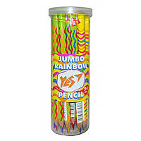 Олівець "YES" Jumbo "Rainbow" з шестиколірним грифелем, трикутний 24 шт./уп. (290576)
