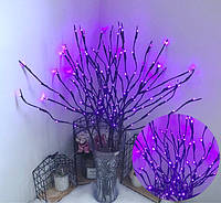 Светодиодная гирлянда светильник Ветка 1шт фиолетовый от батареек