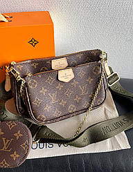 Жіноча сумка Ів Сен Лоран коричнева Yves Saint Laurent Brown Multi Pochette Premium