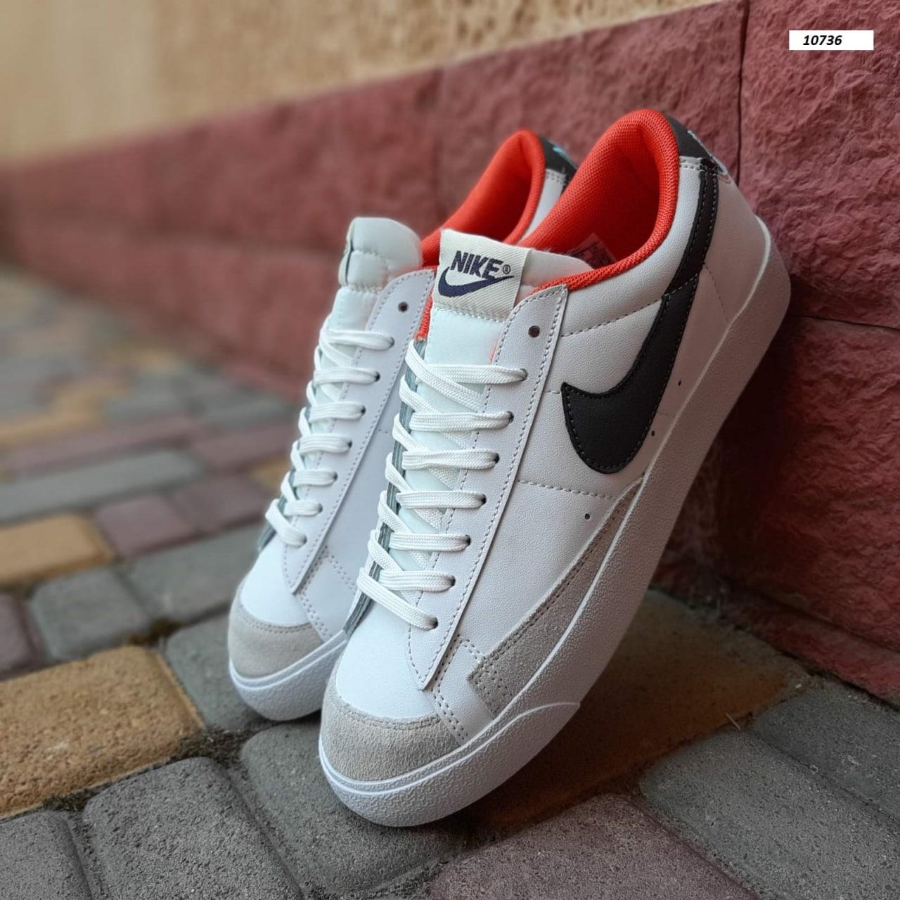 Чоловічі кеди Nike blazer low (білі з чорним і жовтогарячим) низькі повсякденні кросівки О10736 top