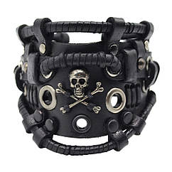 Браслет Стімпанк Danger Skull чорний (bsp-56)