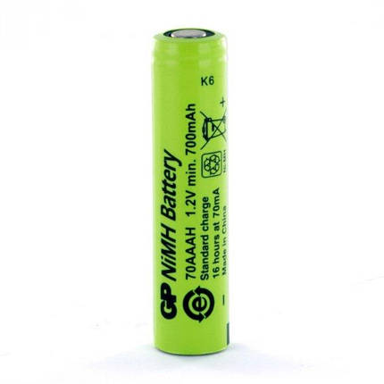 Акумулятор промисловий GP 70AAAH, 700 mAh, 0.84Wh, 2.1 A, Ni-MH AAA, flat top, фото 3