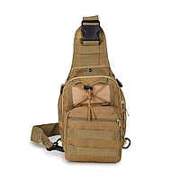 Наплечная тактическая военная сумка-рюкзак 5л мультикам система молле кордура Койот