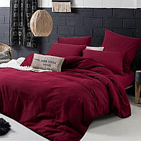 Двуспальный однотонный комплект постельного бель Бордовый красный бязь голд люкс Виталина