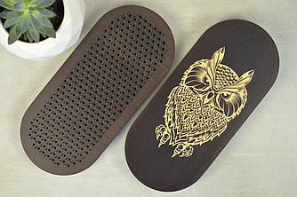 Динамічна анатомічна дошка садху Morebi "Bubo Owl" Чорний лак , Крок 10 мм. Плаваючі цвяхи для йоги.