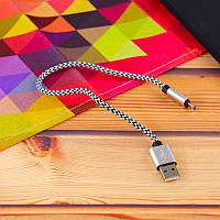 Кабель Aspor A173 USB Micro 3A/0.3м- серебро