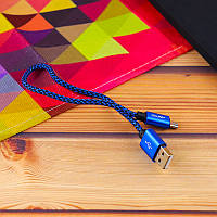 Кабель Aspor A173 USB Micro 3A/0.3м- синий