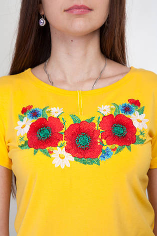 Вишита жіноча футболка стилізована під українську вишиванку, фото 2