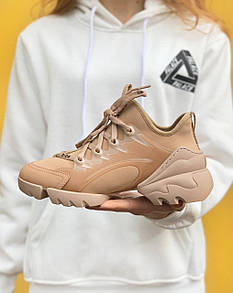 Кросівки жіночі бежеві Dior D-Connect Sneaker (02795)