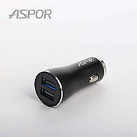 Автомобильное зарядное устройство Aspor A918 metal (2USB/3.4A) LED- черный