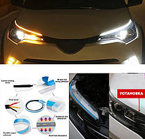 Денні ходові вогні DRL гнучкі на скотчі 12v 60см Білий (біжить поворот/Бічний світ) 2 блоки в коробці "999" (2шт)