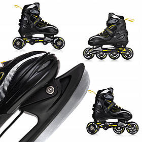 Роликовые коньки SportVida 4 в 1 SV-LG0069 Size 39-42 Black/Yellow alli ОРИГИНАЛ