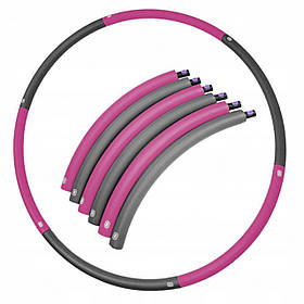 Обруч массажный Hula Hoop SportVida 90 см SV-HK0215 Grey/Pink Скидка All 1132