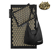 Коврик акупунктурный с подушкой 4FIZJO Eco Mat Аппликатор Кузнецова 68 x 42 см 4FJ0179 Black/Gold Скидка All