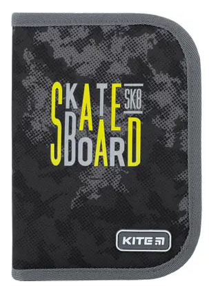 Пенал "Kite" Skateboard 1від.,б/н,з 2 відворотами №K22-622-6(48)