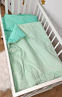 Комплект сменного постельного белья Минки пододеяльник, наволочка, простынь,зеленый