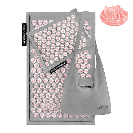 Коврик акупунктурный с подушкой 4FIZJO Eco Mat Аппликатор Кузнецова 68 x 42 см 4FJ0228 Grey/Pink Скидка All 1365, фото 1