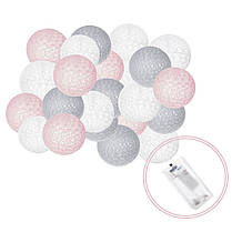 Гірлянда на батарейках Springos Cotton Balls 4 м 20 LED CL0048 Warm White, фото 6