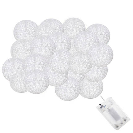 Гірлянда на батарейках Springos Cotton Balls 6 м 30 LED CL0049 Warm White, фото 1