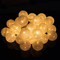 Гірлянда на батарейках Springos Cotton Balls 6 м 30 LED CL0049 Warm White, фото 3