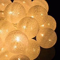 Гірлянда на батарейках Springos Cotton Balls 6 м 30 LED CL0049 Warm White, фото 4