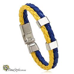 Браслет синьо-жовтий ,.патріотичний шкірянийй браслет Україна ,українська символіка