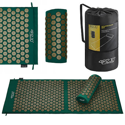 Килимок акупунктурний з валиком 4FIZJO Classic Mat XL Аплікатор Кузнєцова Navy Green/Gold (P-5907739313317), фото 1
