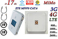 Мобільний модем 4G-LTE/3G WiFi Роутер ZTE MF970 cat.6 до 300 Мбіт/с + MiMo антеною 2×17 dbi (KS,VD,Life), фото 1