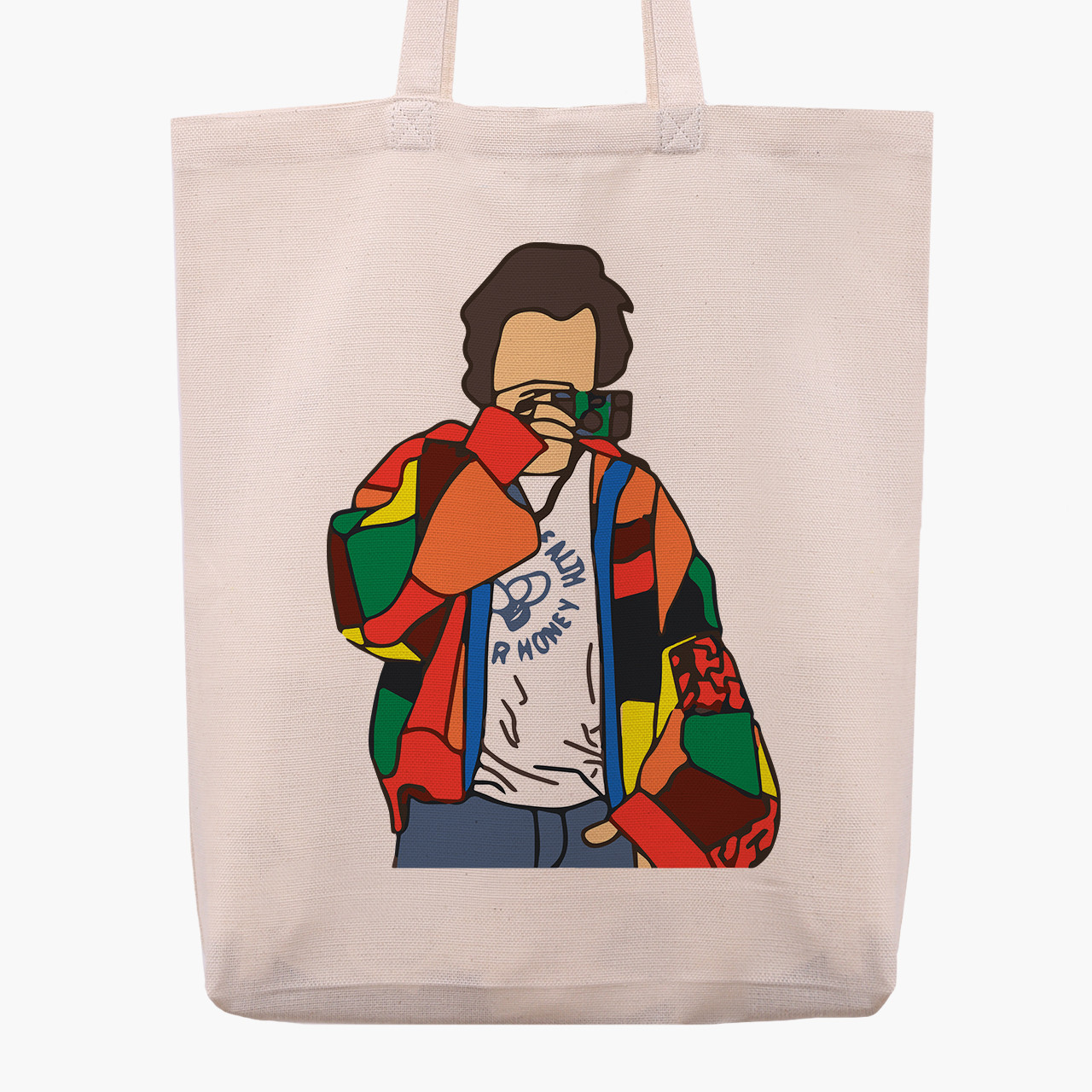 Еко сумка Гаррі Стайлз (Harry Styles) бежева з широким дном канвас, фото 1