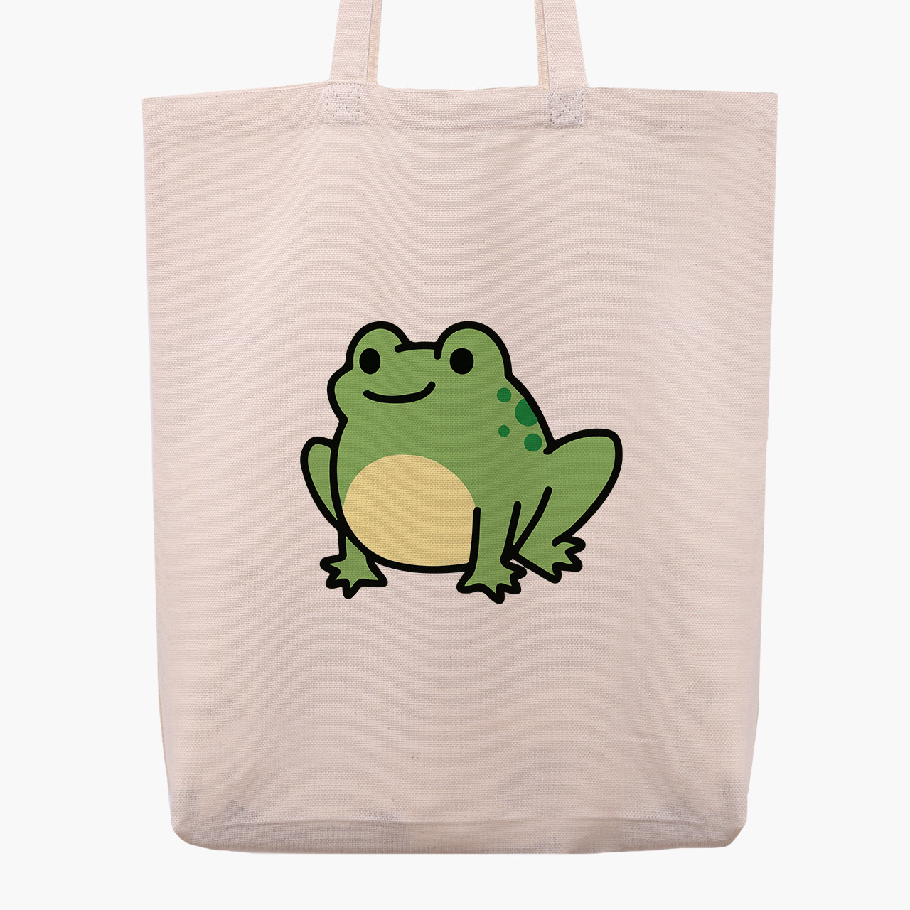 Еко сумка Жабеня (Frog) бежева з широким дном канвас