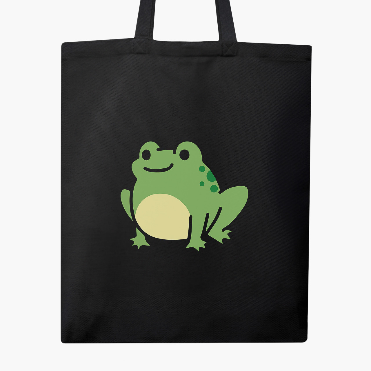 Еко сумка Жабеня (Frog) чорна саржа, шопер з принтом