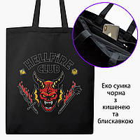 Эко сумка Клуб Адского Пламени (The Hellfire Club) (9227-3816-BKZ) черная на молнии саржа