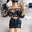 Літній топ із відкритими плечима із сітки з квітковою вишивкою (р. 42-46) 83FU1087, фото 5