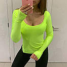 Жіноча неонова кофта топ з рукавами через пальчик (р. 42-44) 83KF2006, фото 2