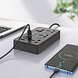 Мережевий фільтр (переноска) Hoco DC15 3 розетки 4xUSB+Type-C PD 18W QC 3.0 2 м Чорний (DC15/BK), фото 9