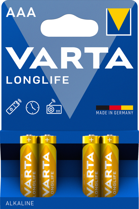 Батарейки VARTA LONGLIFE AA 1.5V BLI4 ALKALINE