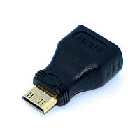Перехідник аудіо-відео, адаптер mini HDMI (штекер C - гніздо), Gold, корпус пластик
