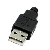 Роз'єм USB, штекер AM, корпус пластик, пайка на кабель