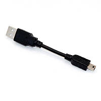 Кабель mini USB, штекер mini USB 5pin - штекер AM, довжина - 0.1м, v.2.0, чорний