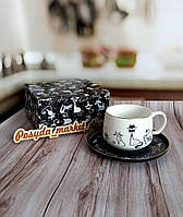 Набор чайный чашка керамическая с блюдцем "Cat's Party", 280мл