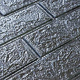 Самоклеюча декоративна 3D панель під чорну цеглу700x770x4 мм, фото 2