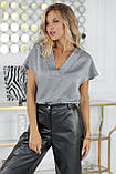 Жіноча вільна блузка з коротким рукавом і V-подібним вирізом (р.42-48). Арт-4338/7, фото 7