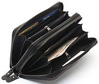 Чорний гаманець-клатч на дві блискавки з натуральної шкіри Marco Coverna B-592B-1Q, фото 6