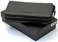 Чорний гаманець-клатч на дві блискавки з натуральної шкіри Marco Coverna B-592B-1Q, фото 2