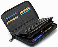 Чорний гаманець-клатч з блоком під картки під однією блискавкою з натуральної шкіри Marco Coverna B-5901Q, фото 5