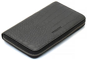 Чорний гаманець-клатч на блискавці з блоком під картки із натуральної шкіри Marco Coverna MCJP-5901A